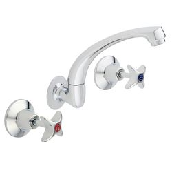 Vandal Resistant CP-BS Wall Mtd Sink Set with Swivel Upswept Outlet