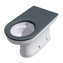 Wallgate Anti-Ligature, Anti-Vandal S/Surface Pan S&P with Grey Integ Seat 446x702 - Front Fixed