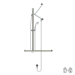 GalvinAssist® Hand Shower Kit, Inverted T 700 x 1100mm SS Hygienic Grab Rail, ClevaCare® Shower - Low Wall Outlet (LH/RH)